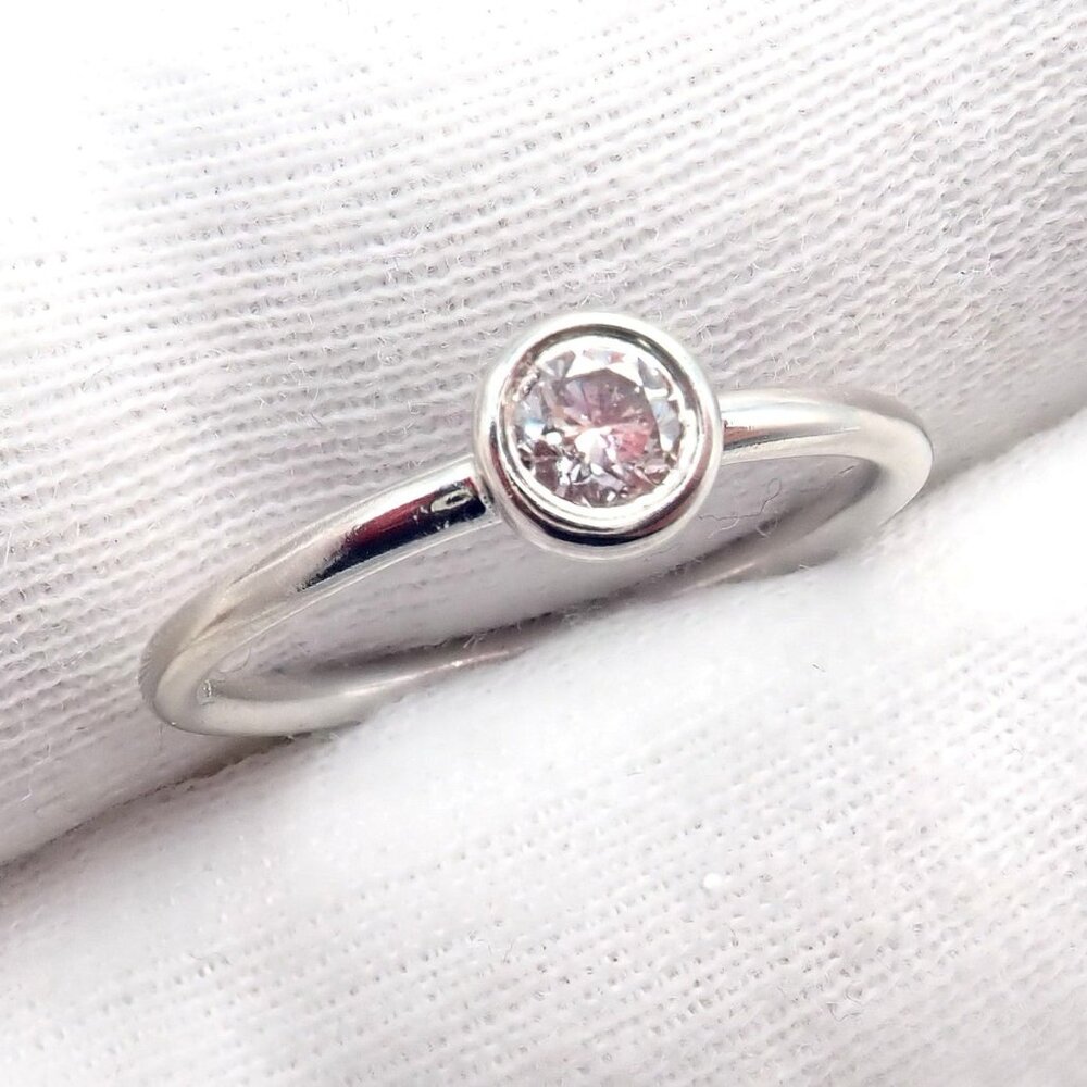 Tiffany & Co Platinum 0.12ct Diamond Engagement Stacking Ring size 6.5 - Picture 3 of 8